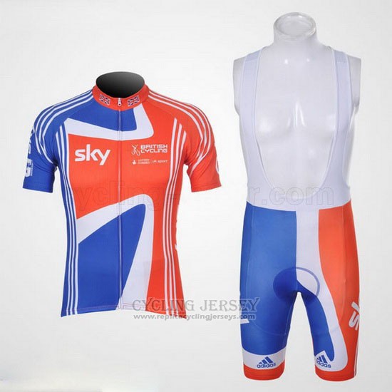 2012 Cycling Jersey Sky Champion Regno Unito Orange and Blue Short Sleeve and Bib Short